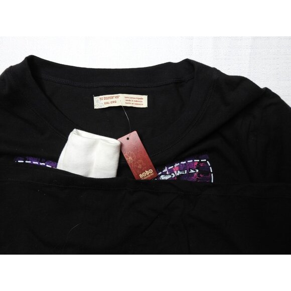 NWT Butterfly Graphic LS Layered Look Shirt Black Purple Size XXL Goth Y2K Jrs - Picture 7 of 10